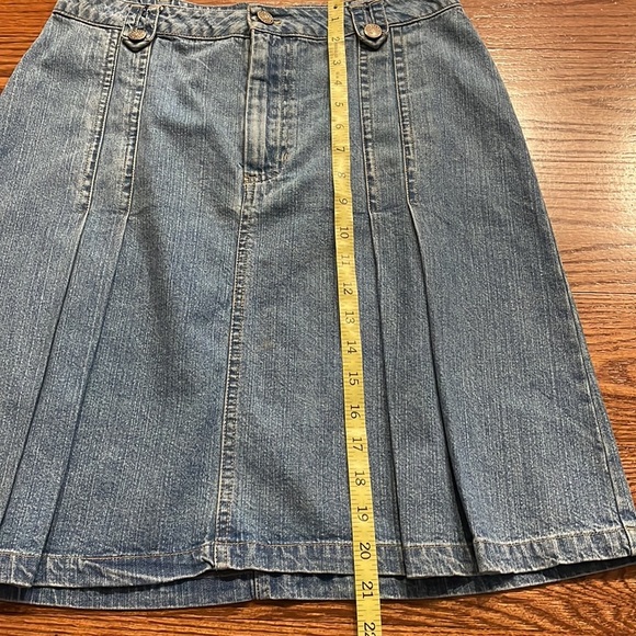 BILL BLASS women’s SOFT cotton denim pleated skirt zip front button closure sz 6 - Picture 7 of 10